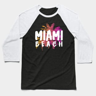 Miami Beach Florida City Palm Trees Sunset Design Baseball T-Shirt